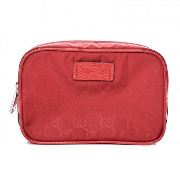 Gucci Toiletry Bag Nylon Red in Nylon with Silver-tone - US